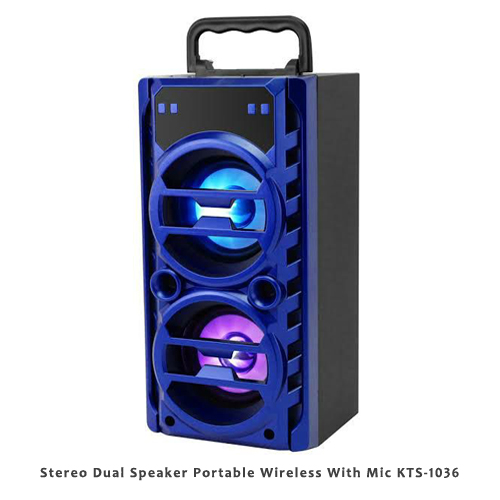 Stereo Dual Speaker Portable Wireless With Mic KTS-1036